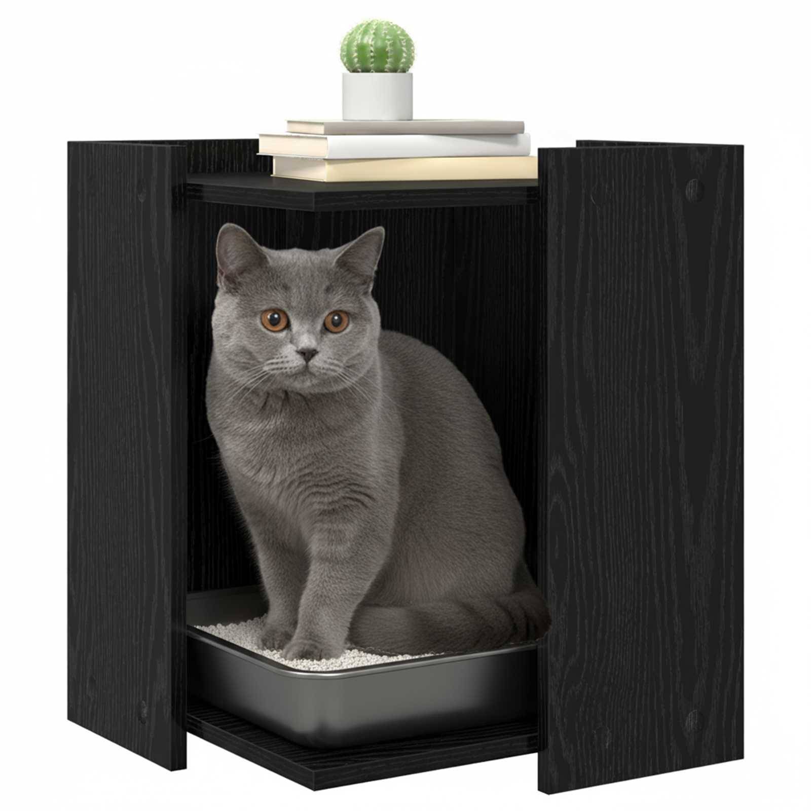 Meuble Litière Carré Bois Design Noir 42cm pour Chat Moderne Chic - ComfortXL Outdoor Living - Image 3