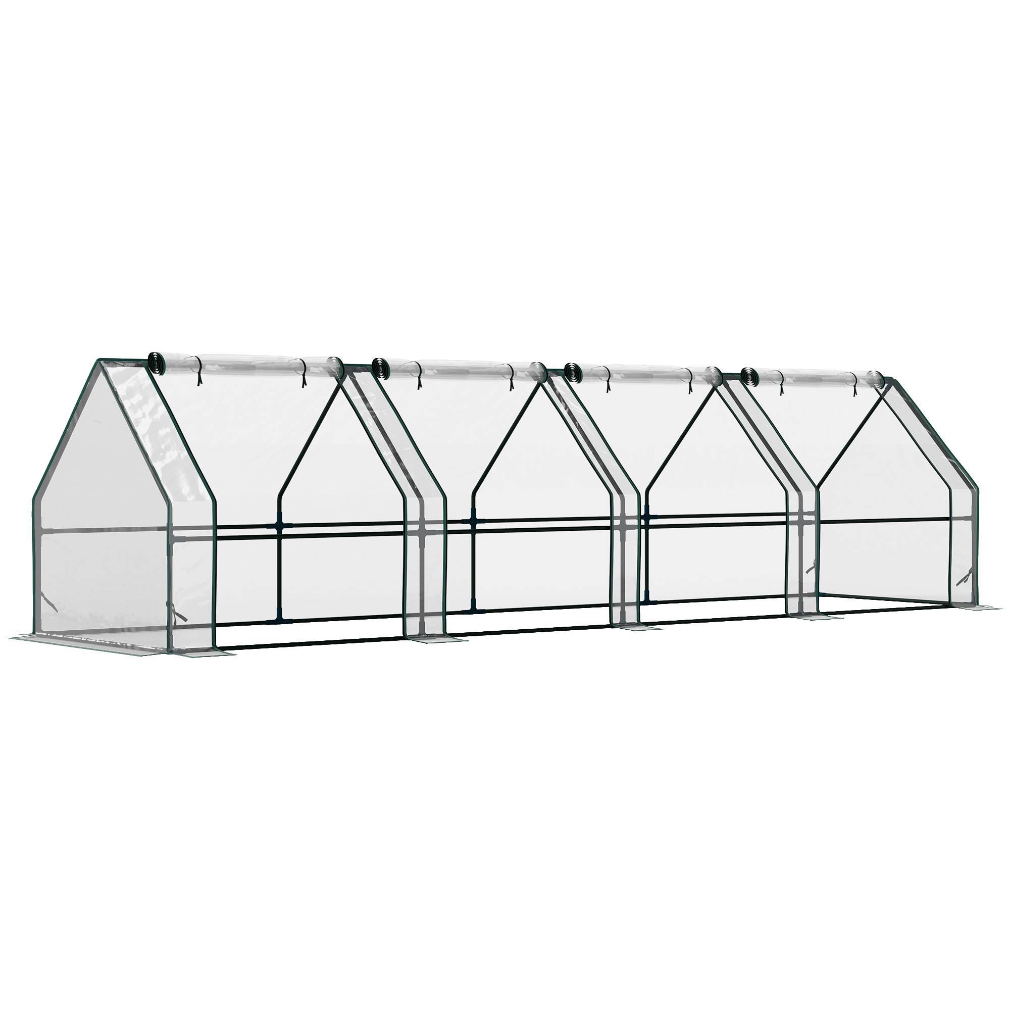 ComfortXL - Serre tunnel basse en acier et PVC 360 x 90 x 90 cm transparente avec 4 portes zippées pour potager urbain - Image 10