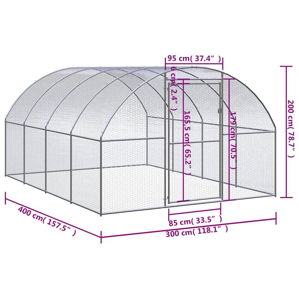 Vidaxl - Poulailler d'extérieur 3x4x2 m Acier galvanisé vidaXL 3095464 - Image 8