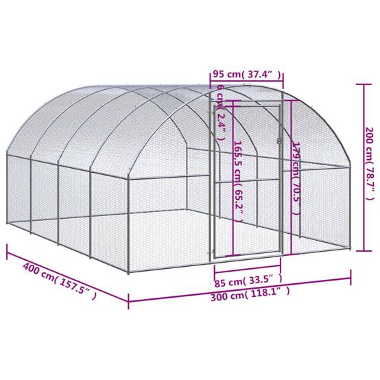 Vidaxl - Poulailler d'extérieur 3x4x2 m Acier galvanisé vidaXL 3095464 - Image 8