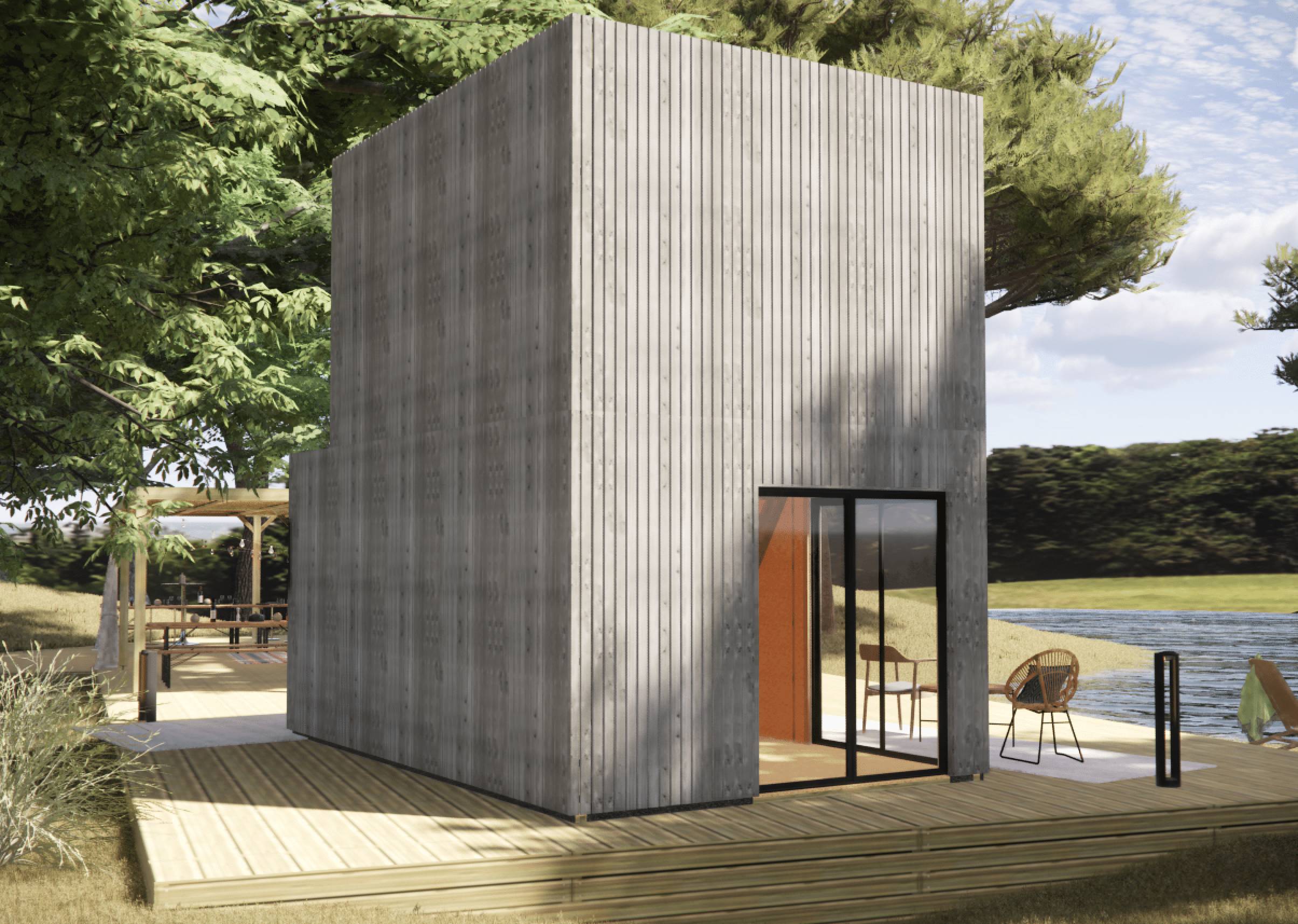 Bureau de jardin 4 saisons en bois 5,5 x 3,5 x 2,7 m / isolation RE2020 avec mezzanine et terrasse - Image 10