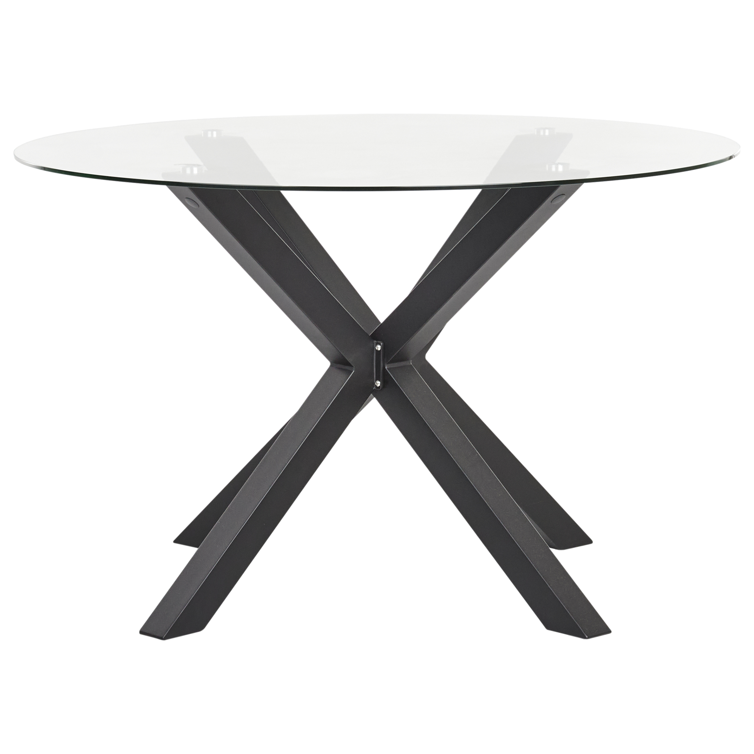 Table ronde, 4 Personnes Verre Noir MALETTO - Beliani - Image 1