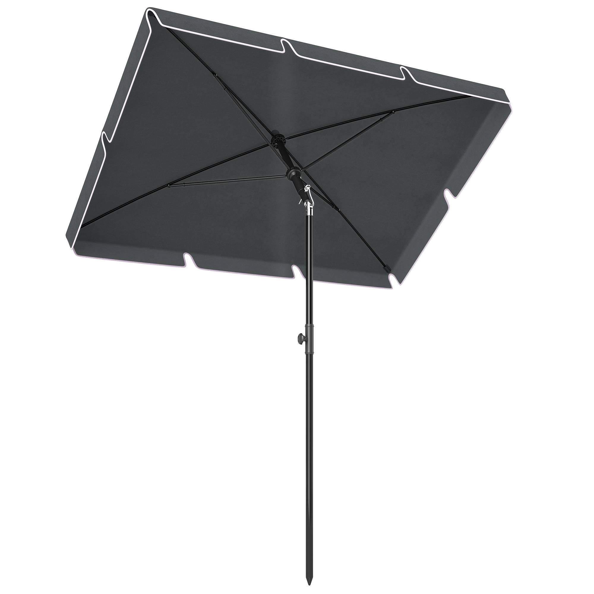 Sans Marque - Parasol de jardin Parasol droit rectangulaire inclinable alu métal polyester haute densité 2 x 1,3 m gris