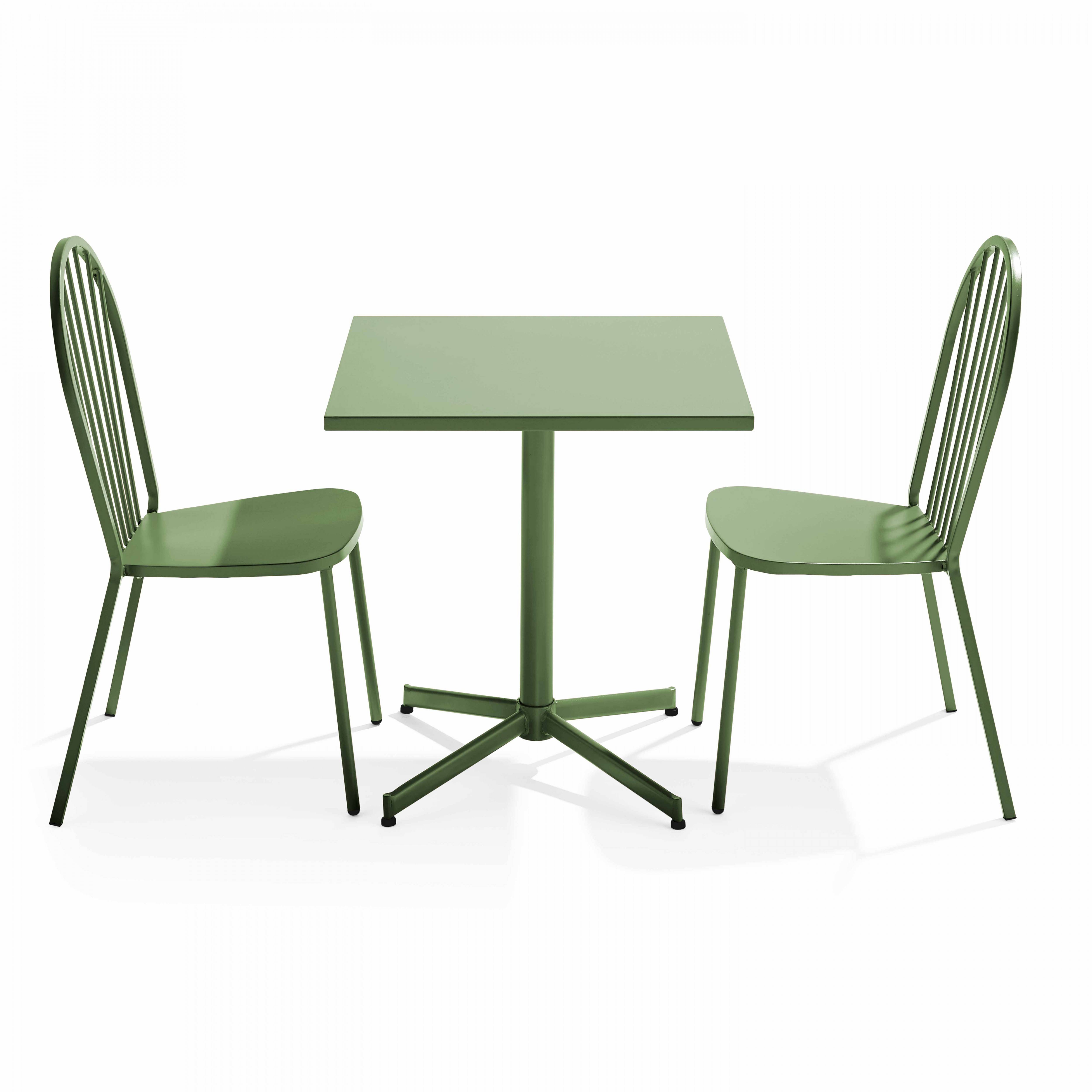 Oviala - Ensemble table de jardin inclinable et 2 chaises bistrot vert cactus Palavas - Oviala - Imagen 1