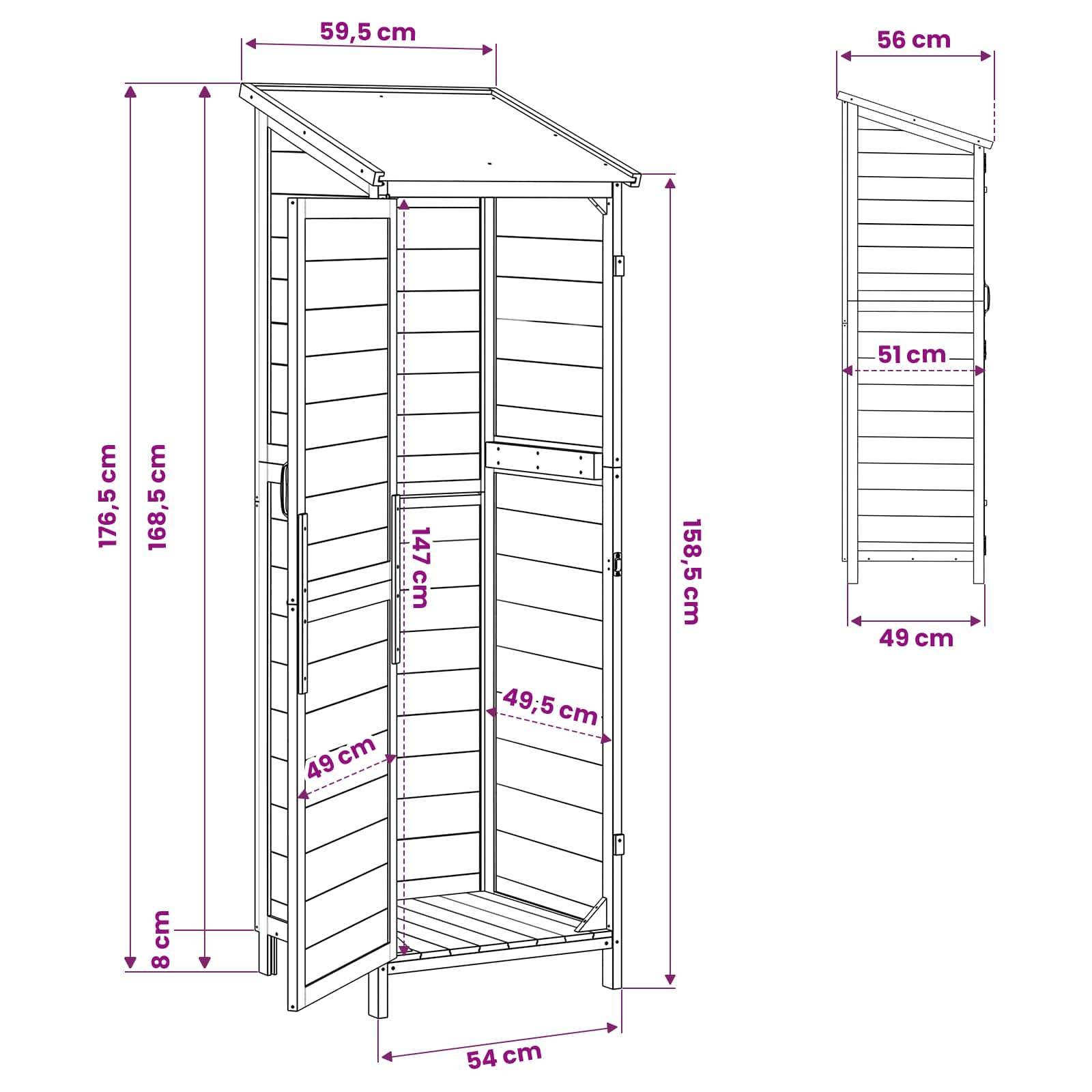 Vidaxl - Abri de jardin Marron 59,5 x 56 x 176,5 cm Bois de Sapin Massif 0.3m² vidaXL 42033447 - Image 3