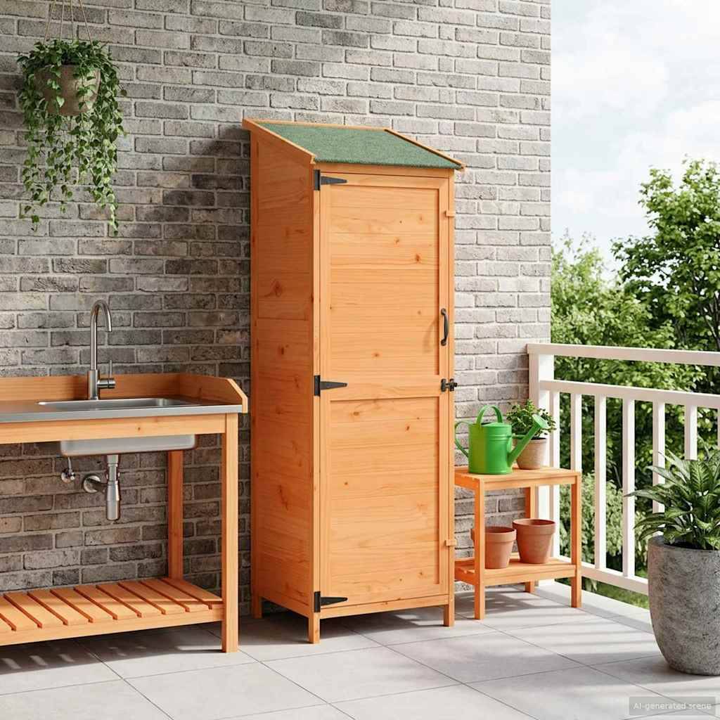 Vidaxl - Abri de jardin Marron 59,5 x 56 x 176,5 cm Bois de Sapin Massif 0.3m² vidaXL 42033447 - Image 4
