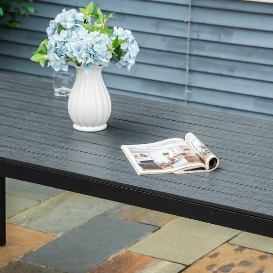 Table de jardin aluminium 120x70 cm, plateau polywood, noire, résistante aux intempéries, design moderne - Image 7