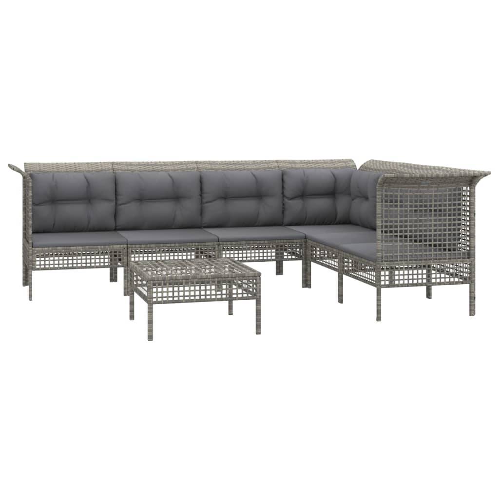 Helloshop26 - Salon de jardin meuble d'extérieur ensemble de mobilier 7 pièces avec coussins gris résine tressée - Imagen 1