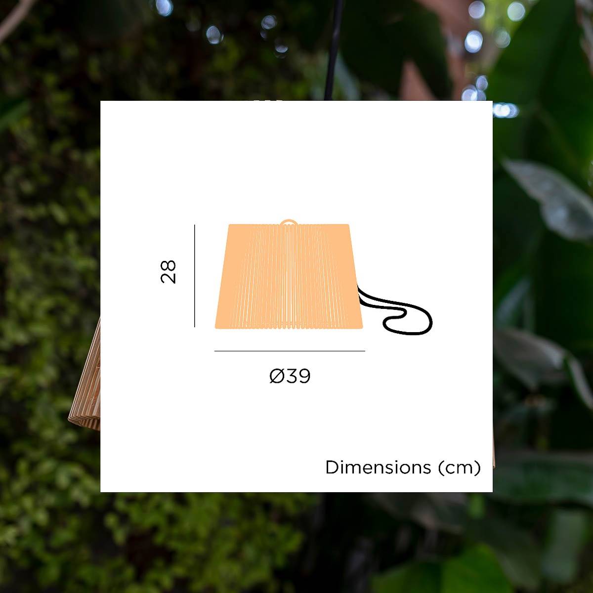 Lampe suspendue avec lumière LED chaude et batterie rechargeable. Fabriquée en Espagne avec des fibres naturelles. OKINAWA HANG - Imagen 4