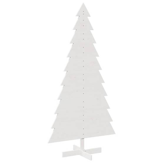 Sapin de Noël en Bois Pin Massif Décoration Intérieure 180 cm Blanc – ComfortXL Outdoor Living - Image 2
