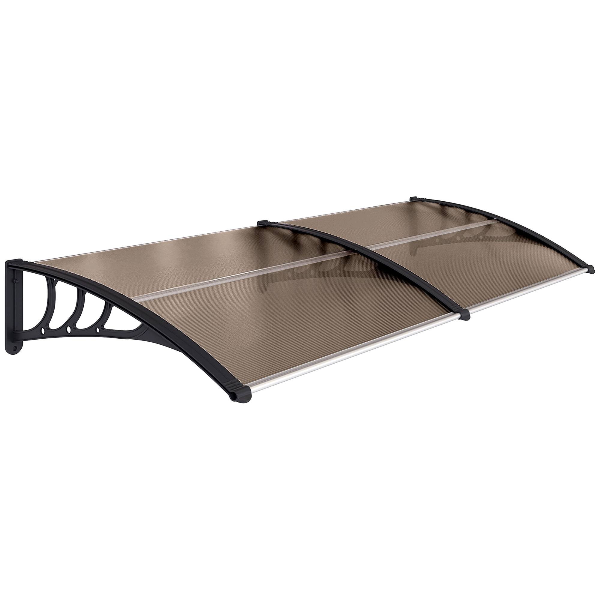 Outsunny - Auvent marquise de porte design voûté arrondi dim. 195L x 80l x 23H cm polycarbonate fumé brun plastique noir - Outsunny - Imagen 1