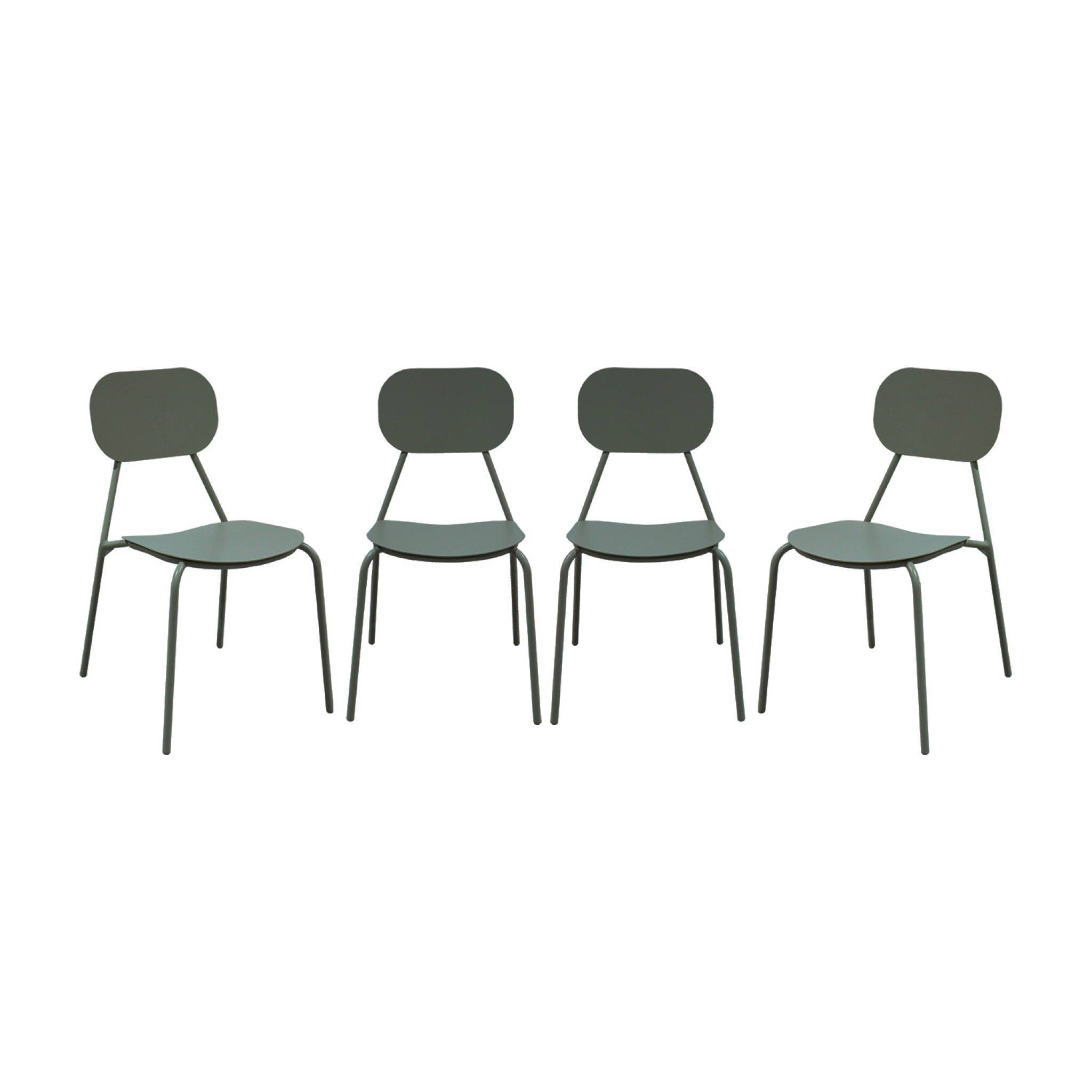 sweeek - Lot de 4 chaises de jardin aluminium kaki - Avelia | sweeek - Image 2