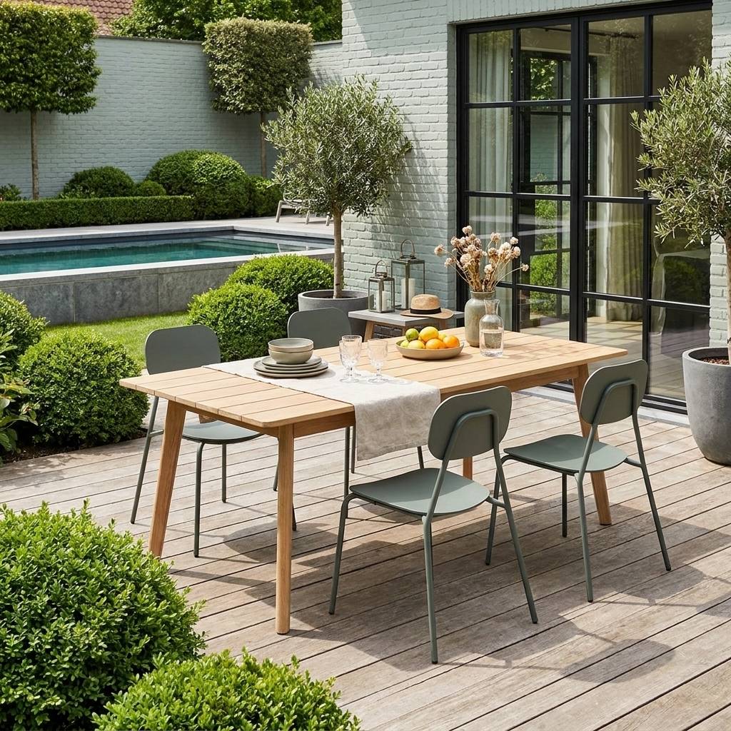 sweeek - Lot de 4 chaises de jardin aluminium kaki - Avelia | sweeek - Image 1