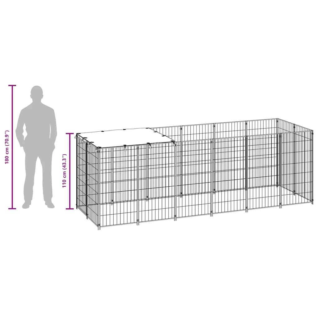 Vidaxl - Chenil Noir 330x110x110 cm Acier vidaXL 150782 - Imagen 8