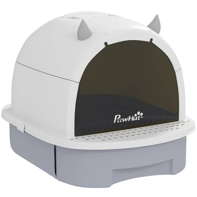 Toilettte pour chat avec couvercle Plastique Gris 52 x 40.5 x 39 cm - PANGIVO - Image 1