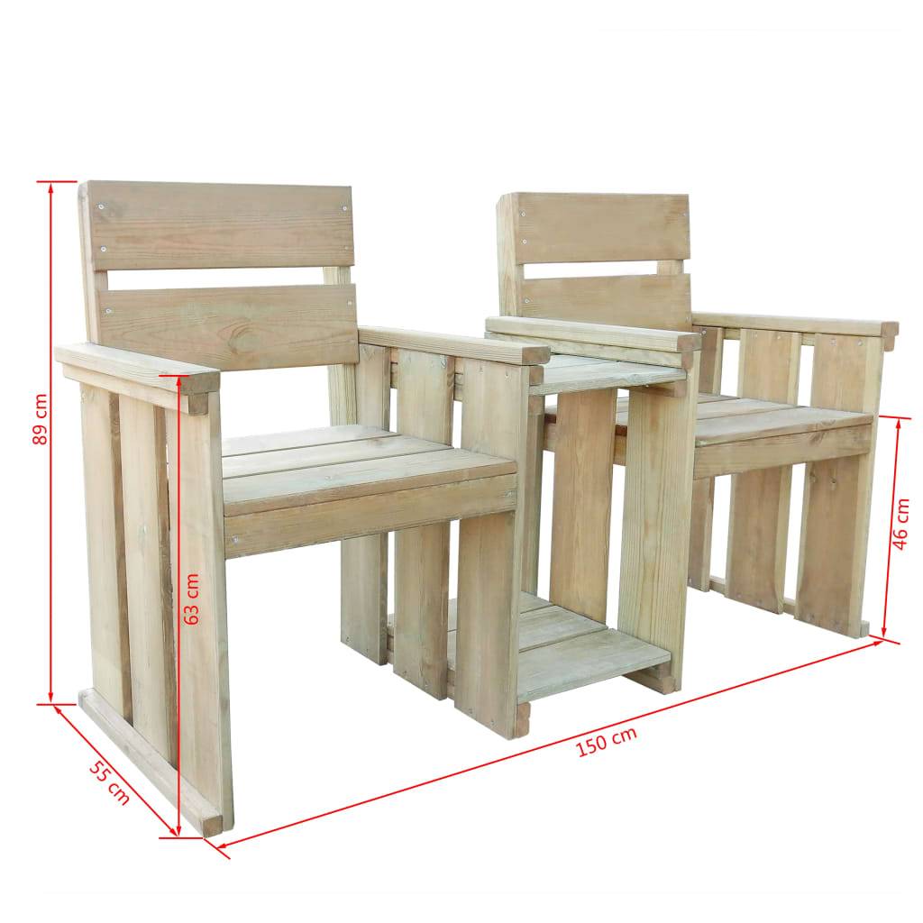Maison Chic - Banc de jardin - Banc d'extérieur - Banquette à 2 places 150 cm Pinède imprégnée - Imagen 4