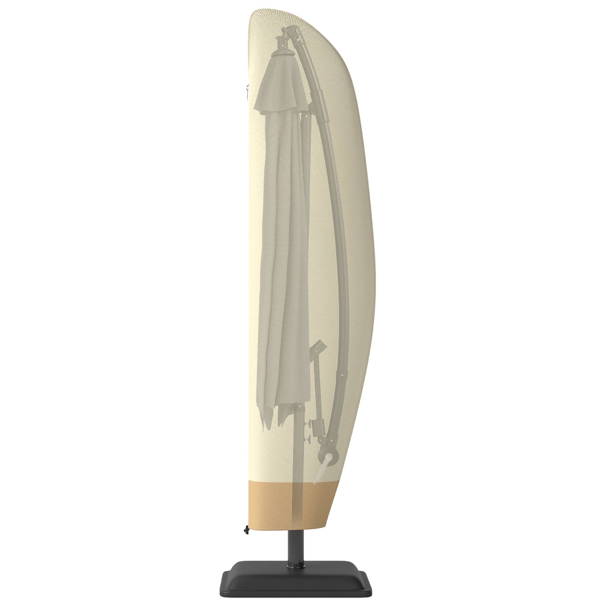 Housse de protection pour parasol déporté en tissu Oxford et PVC beige et café 56 x 56 x 220 cm - PANGIVO - Image 2