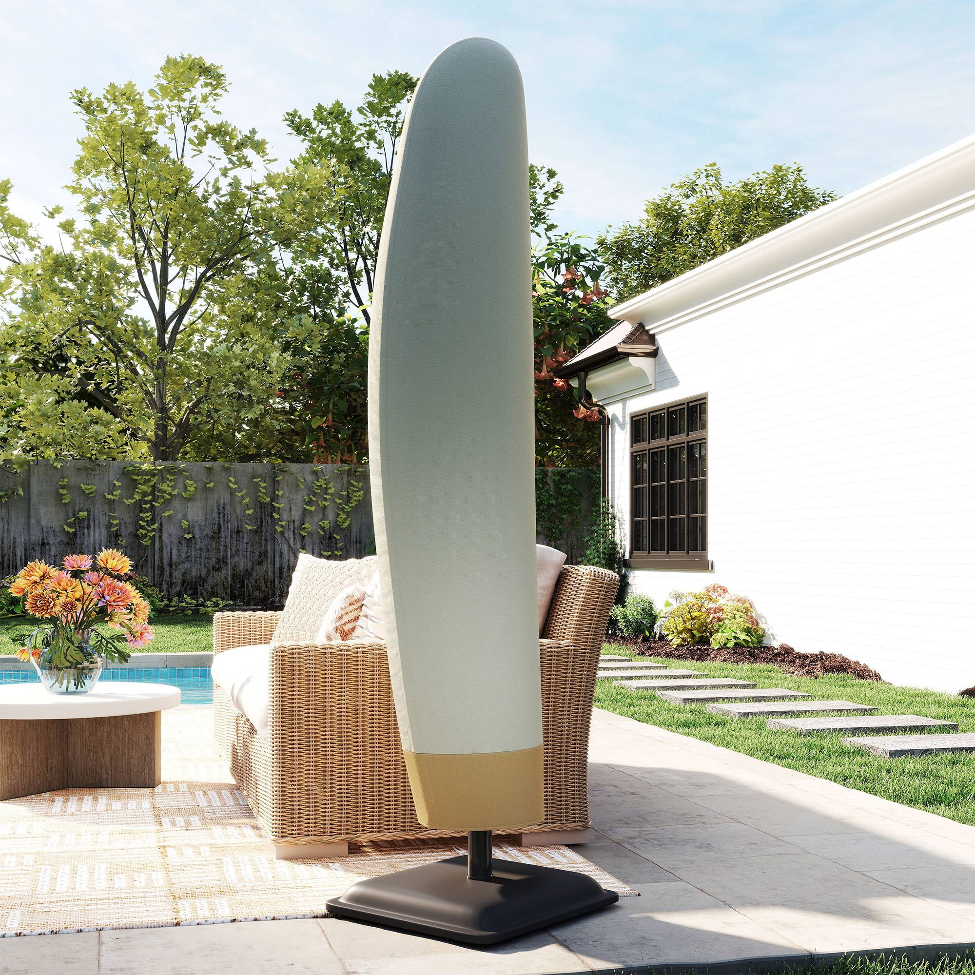 Housse de protection pour parasol déporté en tissu Oxford et PVC beige et café 56 x 56 x 220 cm - PANGIVO - Image 3