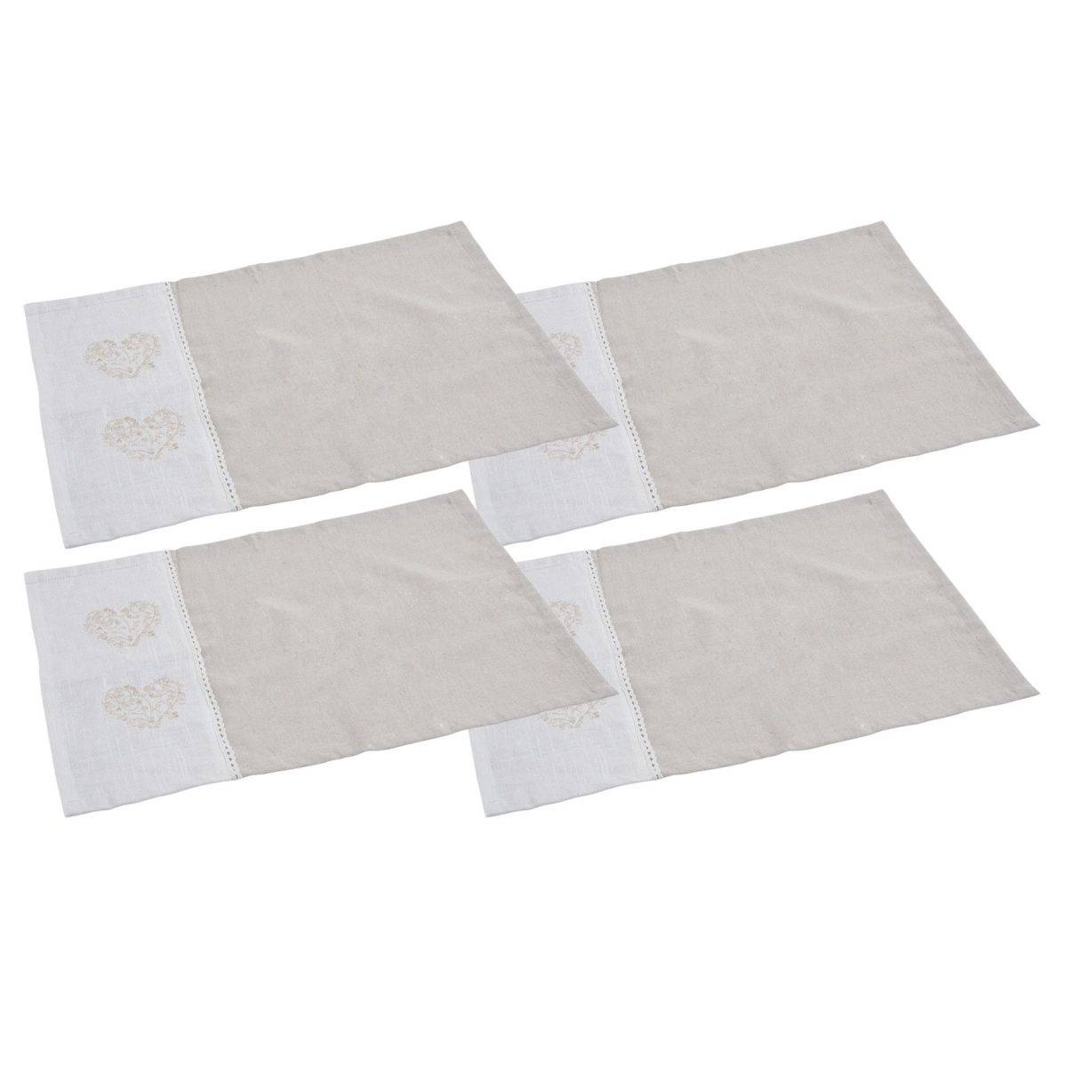 Aubry Gaspard - Set de table blanc et beige (Lot de 4) - Imagen 1