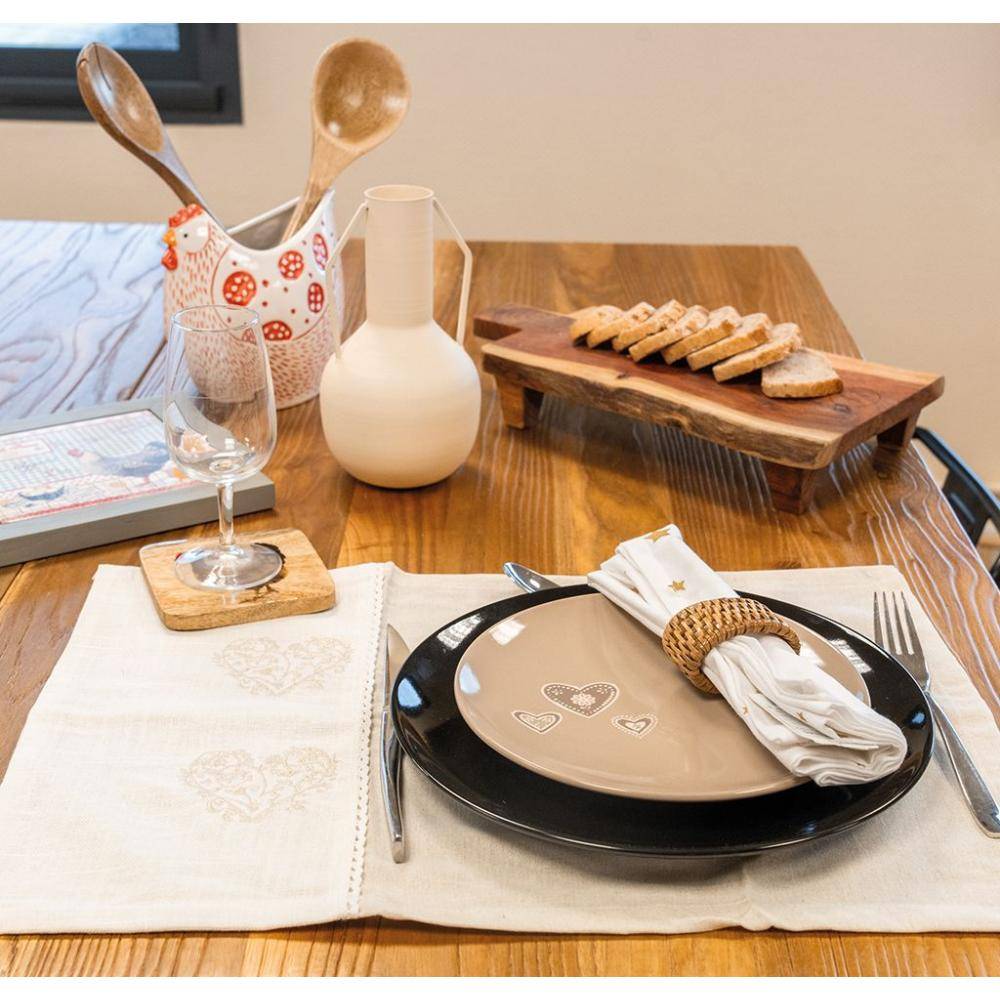 Aubry Gaspard - Set de table blanc et beige (Lot de 4) - Imagen 2