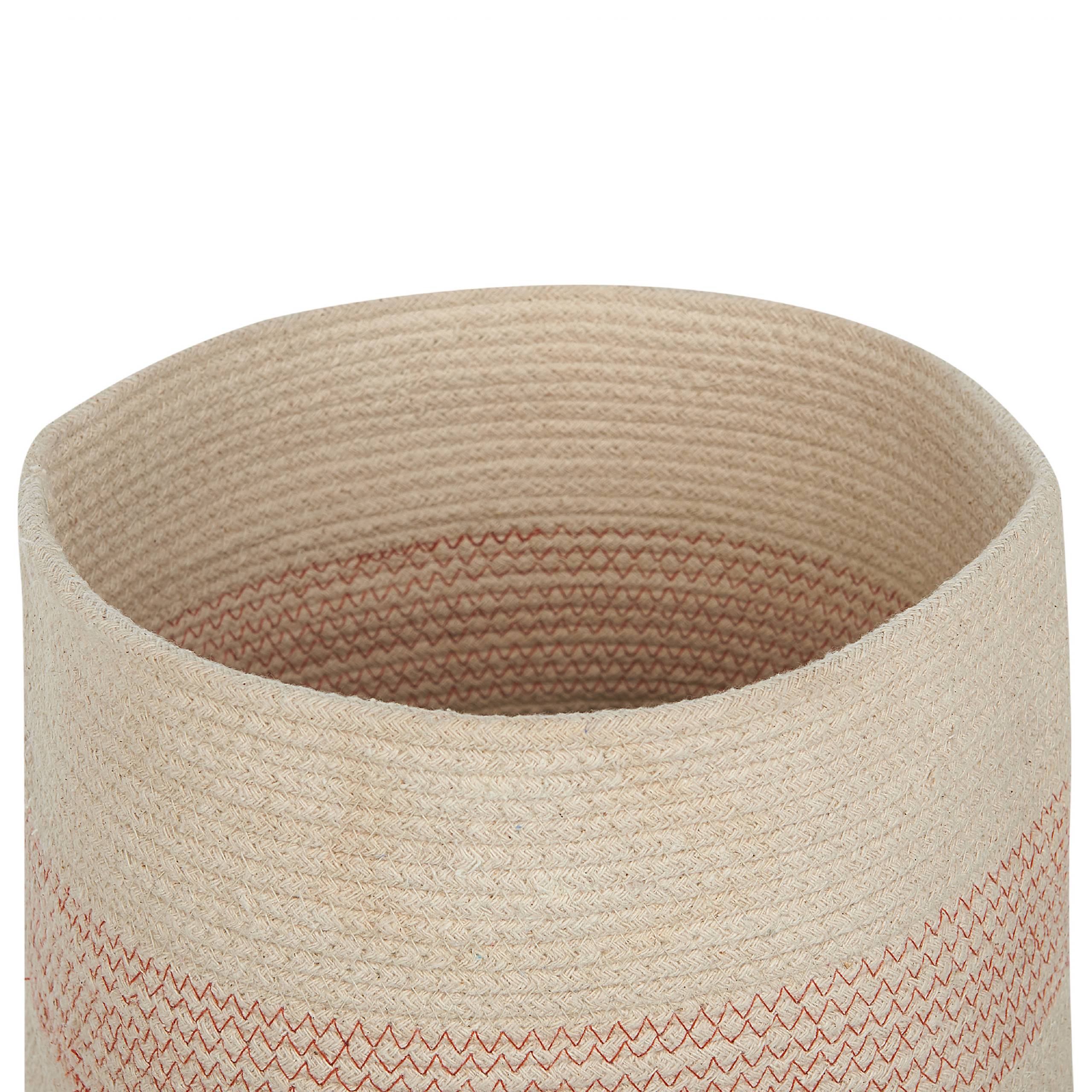 Corbeille à Linge Beliani Silop, Panier Rond En Coton Beige 44x52 Cm, Boho