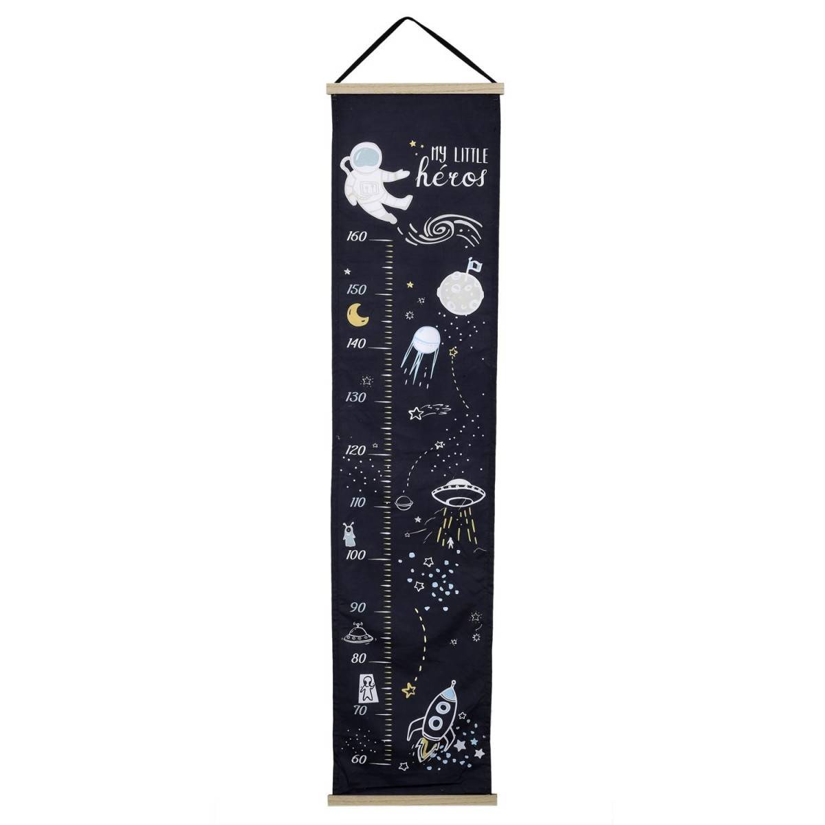 The Home Deco Kids - Toise à Motifs "My Little Héros" 146cm Noir & Blanc