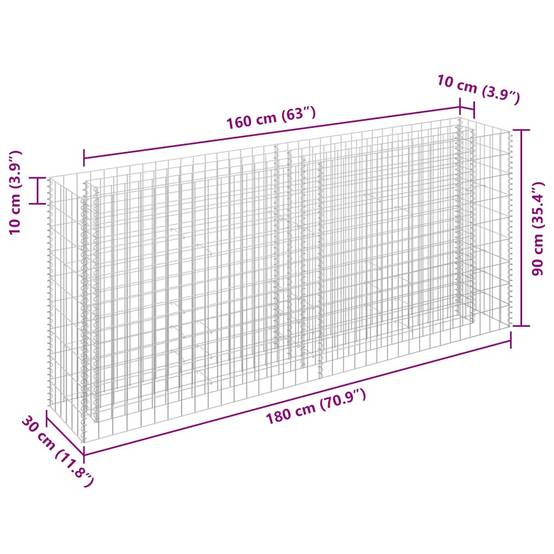 ComfortXL - Brise-Vue Gabion Haut et Fin Acier Galvanisé 180x30x90 cm – ComfortXL Outdoor Living - Image 7