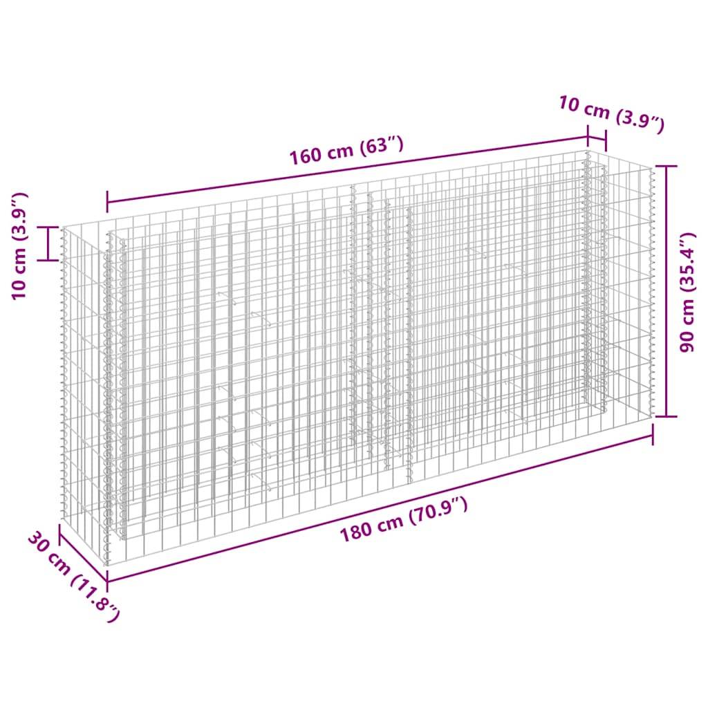 ComfortXL - Brise-Vue Gabion Haut et Fin Acier Galvanisé 180x30x90 cm – ComfortXL Outdoor Living - Image 7