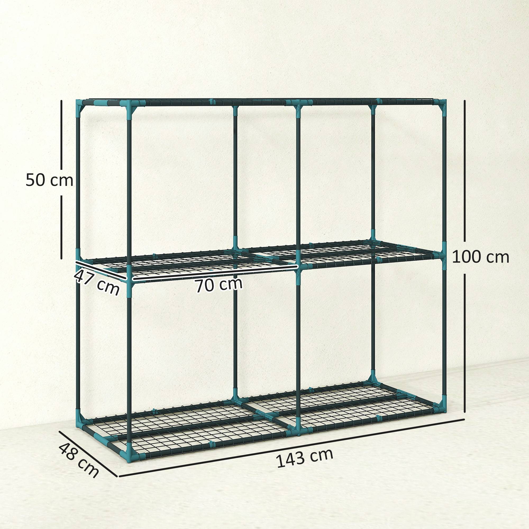 Étagère à plantes à 3 niveaux, en acier, pour l'intérieur et l'extérieur, 143 x 48 x 100 cm, verte - Image 5