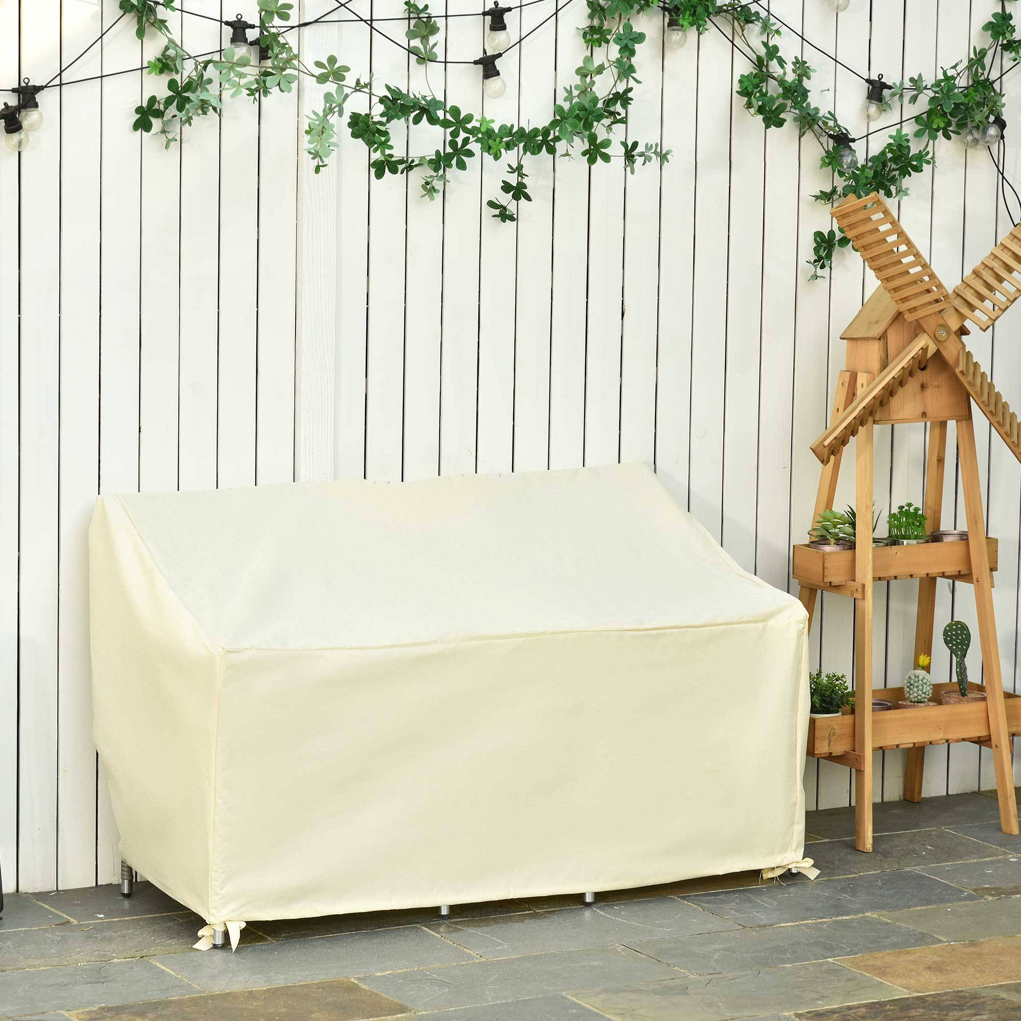 Housse de Canapé Extérieur Étanche 600D Oxford, 140 x 84 x 56/94 cm, Protection Banc de Jardin, Beige - Image 3