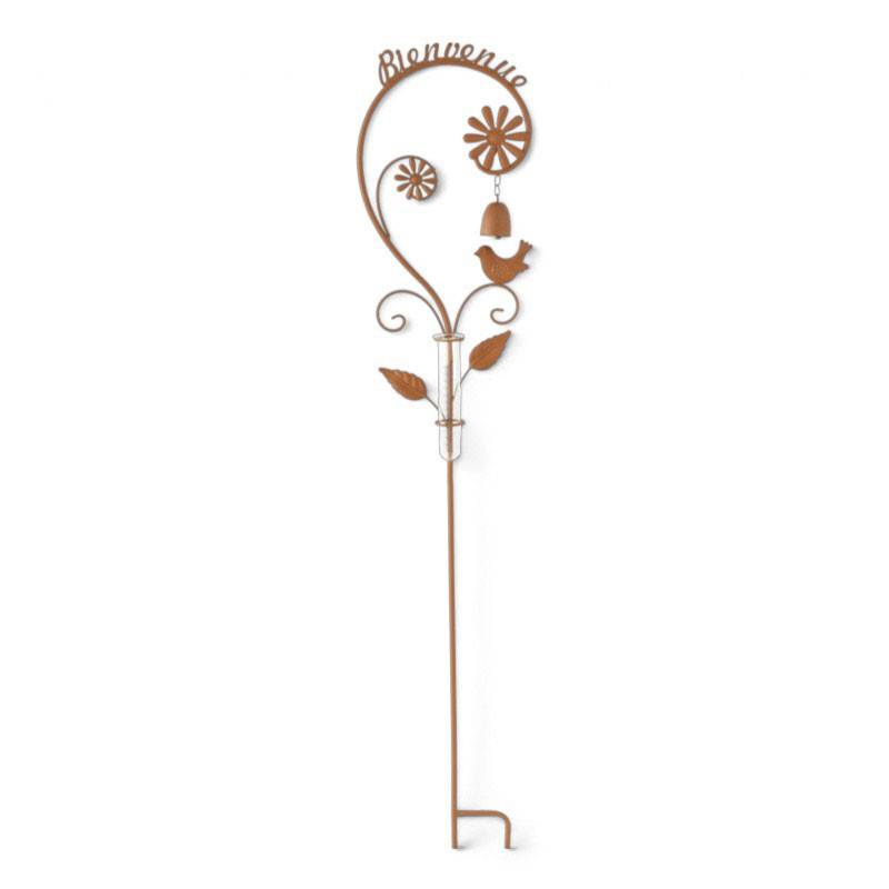 La Grande Prairie - Pluviomètre de Jardin Bienvenue en Métal patiné 27x124cm - Image 2