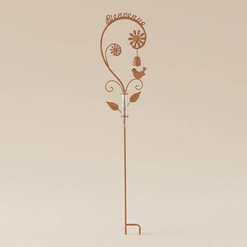 La Grande Prairie - Pluviomètre de Jardin Bienvenue en Métal patiné 27x124cm - Image 1