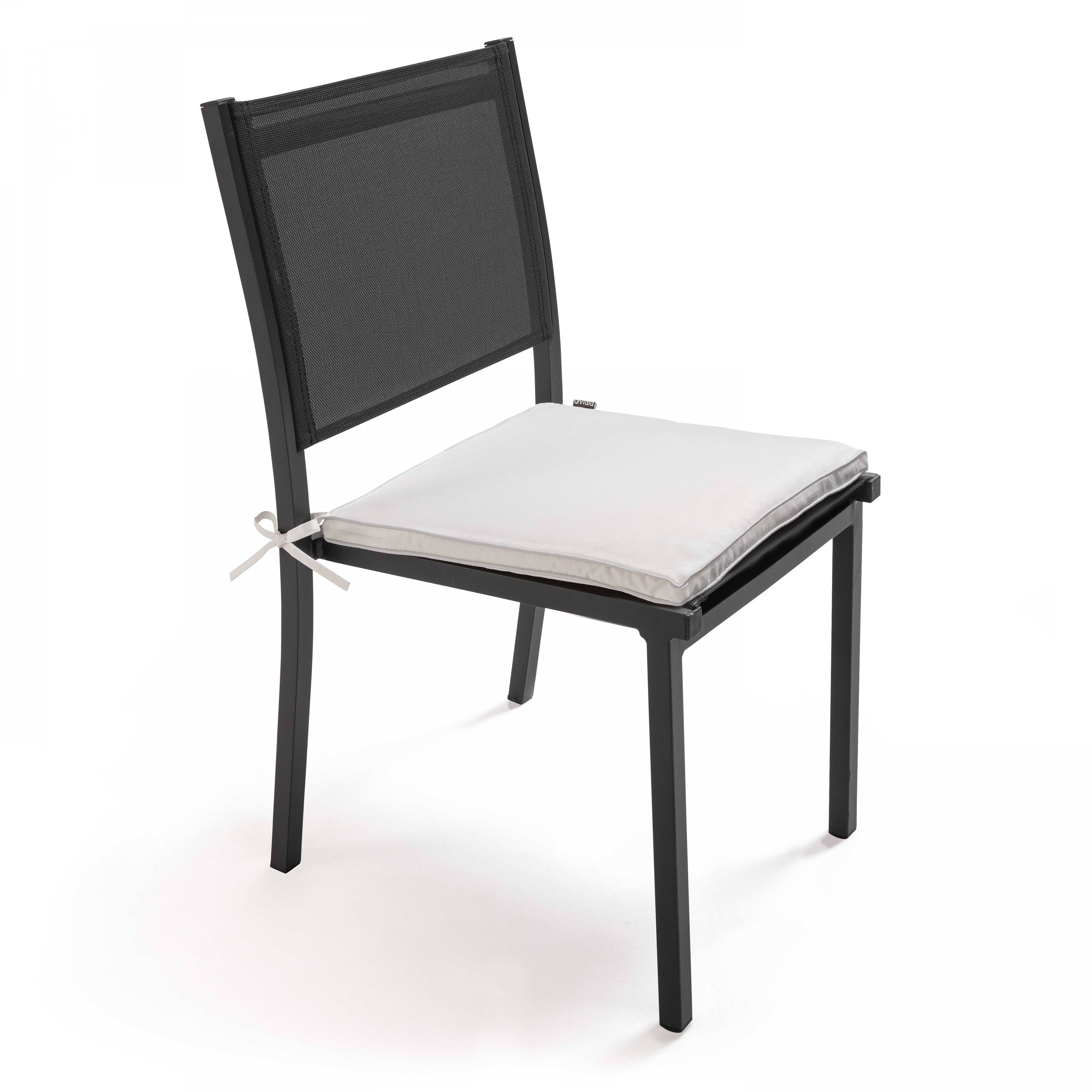 Oviala - Lot de 4 galettes de chaise polyester écru 40x40x3 cm Machu - Oviala - Imagen 2