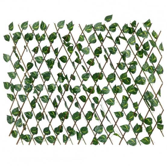 Treillis extensible 180 x H 90 cm avec feuillage artificiel - Grille 7 x 7 cm - Image 5