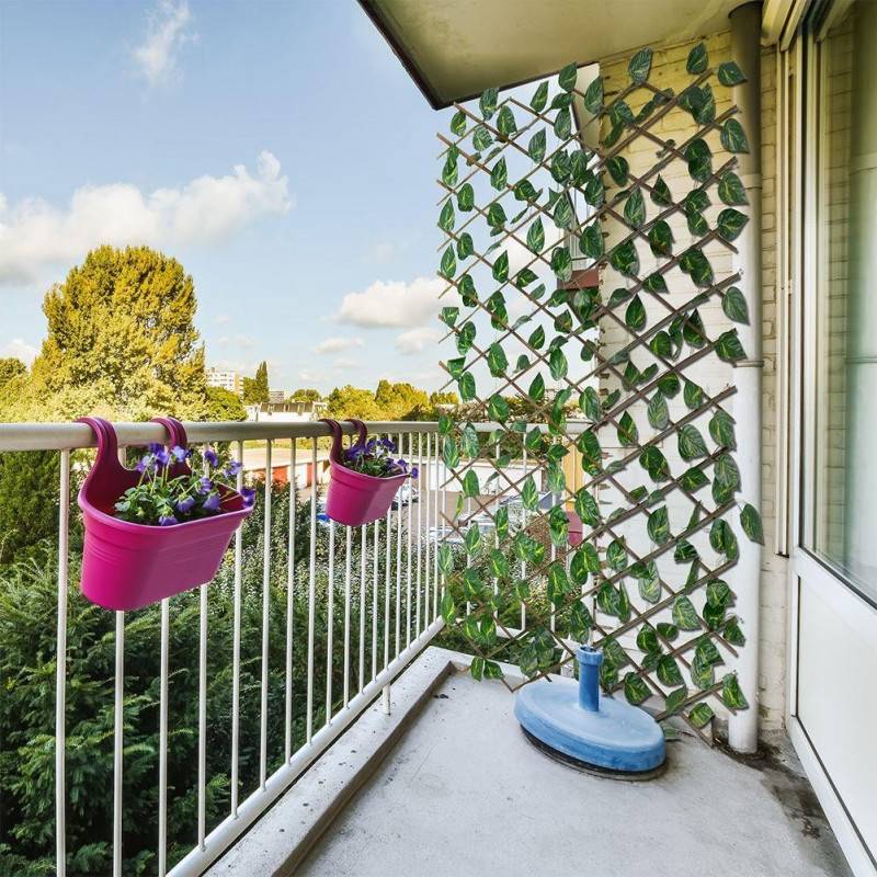 Treillis extensible 180 x H 90 cm avec feuillage artificiel - Grille 7 x 7 cm - Image 3