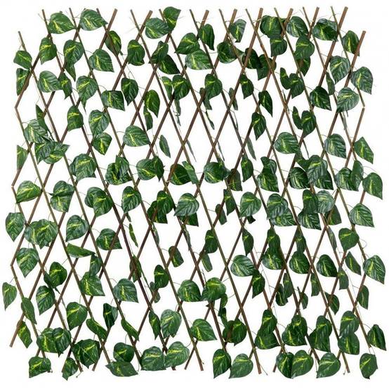 Treillis extensible 180 x H 90 cm avec feuillage artificiel - Grille 7 x 7 cm - Image 1