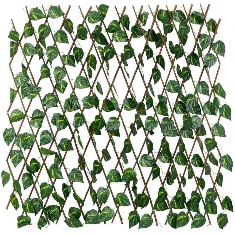 Treillis extensible 180 x H 90 cm avec feuillage artificiel - Grille 7 x 7 cm - Image 1