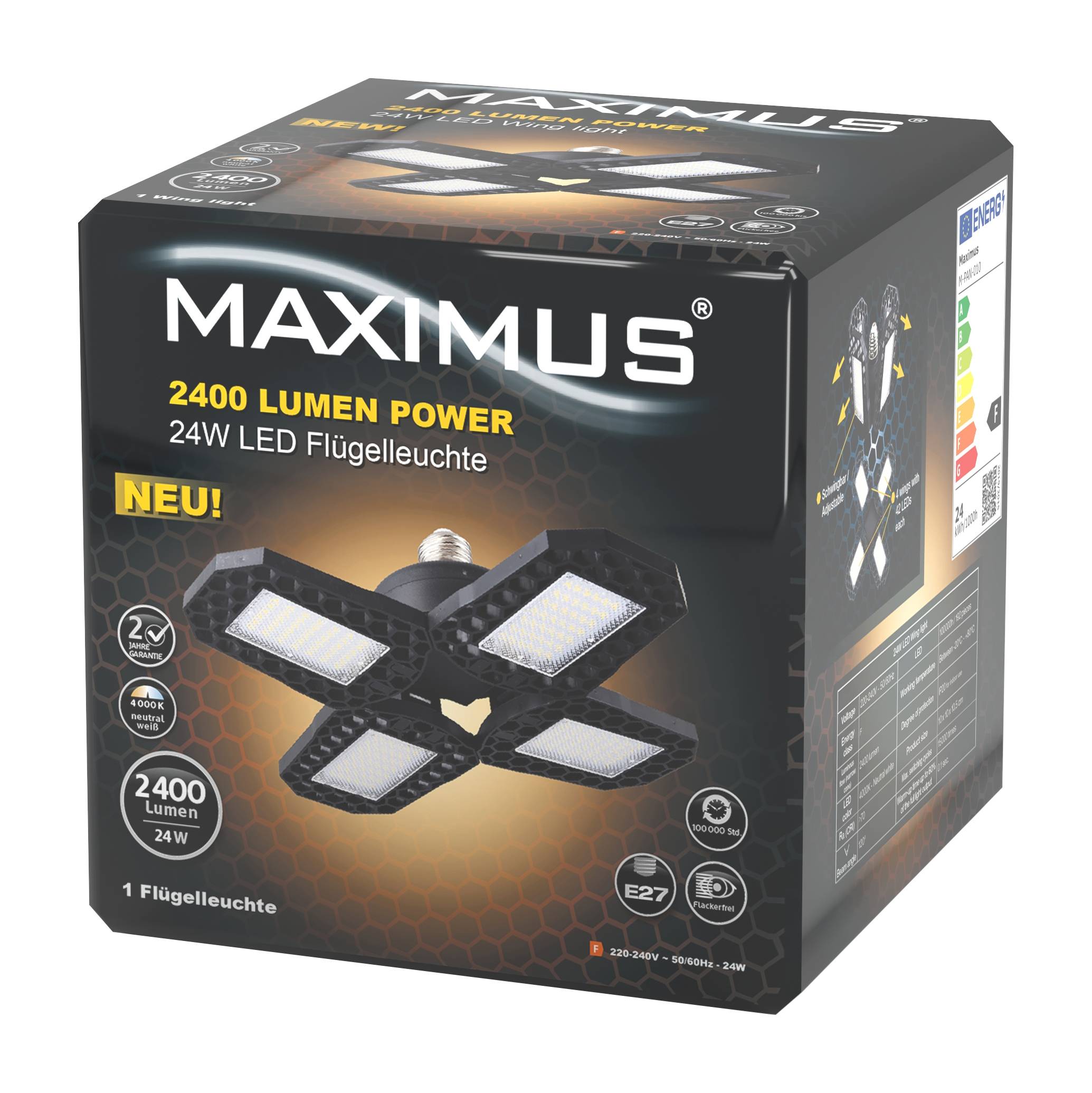 Maximus - Plafonnier LED E27 orientable Maximus M-PAN-010 - 2400lm - Imagen 1