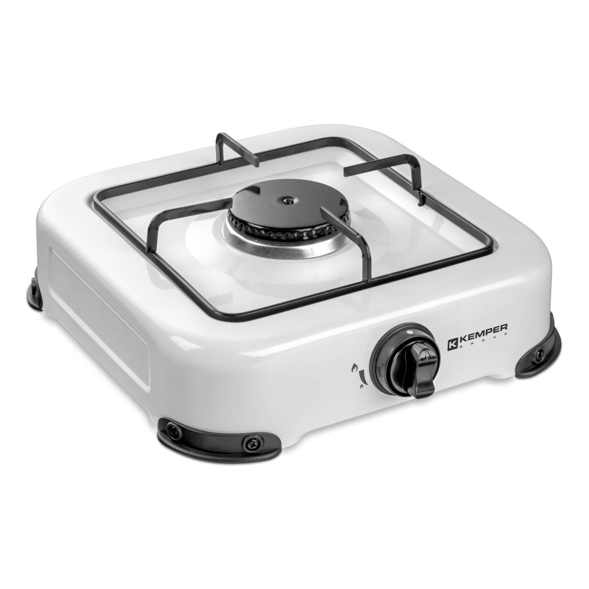 Réchaud gaz de camping 1 feu 1300W Blanc Grille amovible 4 Pieds KEMPER - Imagen 4