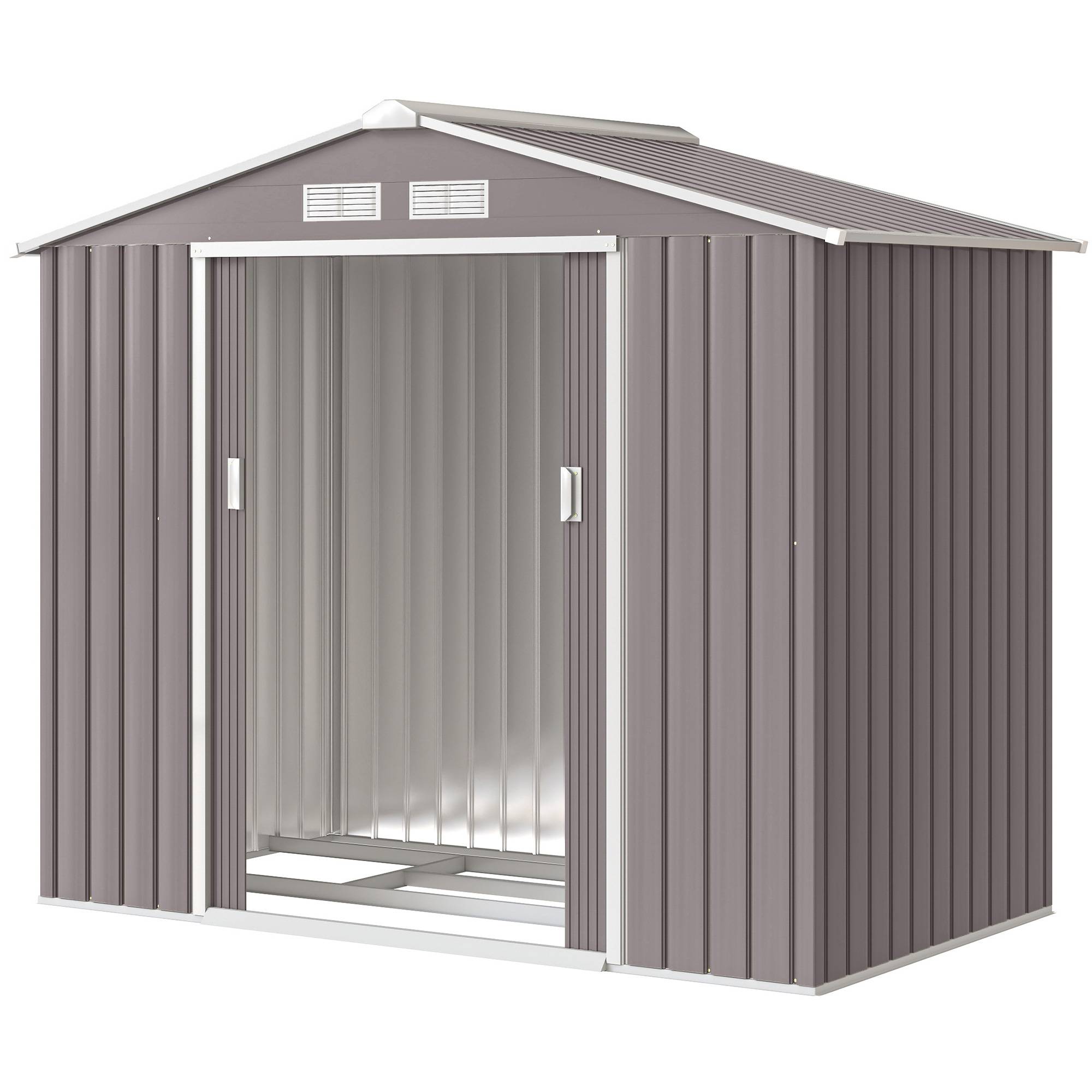Abri de jardin 213 x 130 x 185 cm, abri de rangement extérieur en métal gris - Image 2