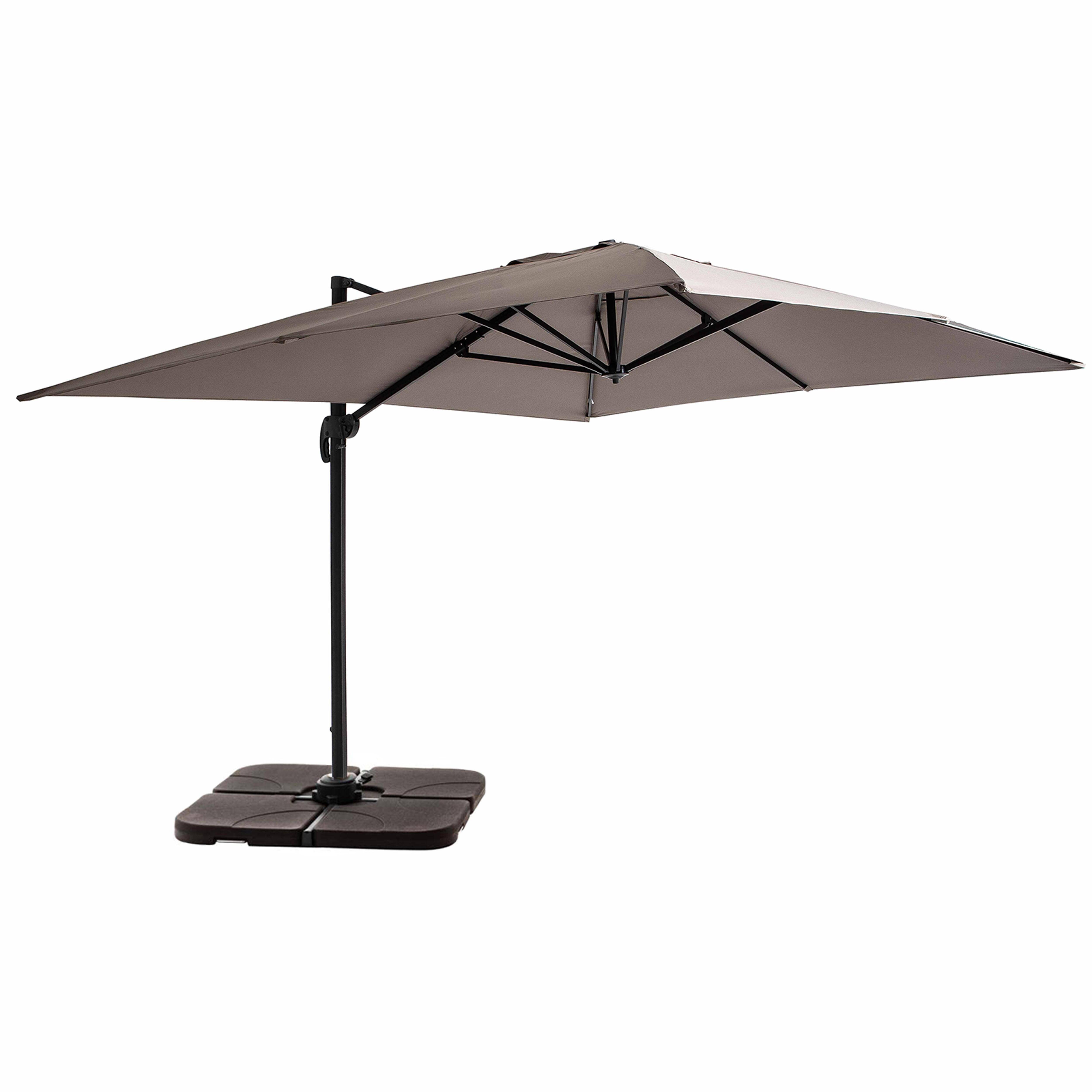 Oviala - Parasol déporté 4x3 m 360° inclinable + 4 dalles à lester taupe Caserta - Oviala - Imagen 1