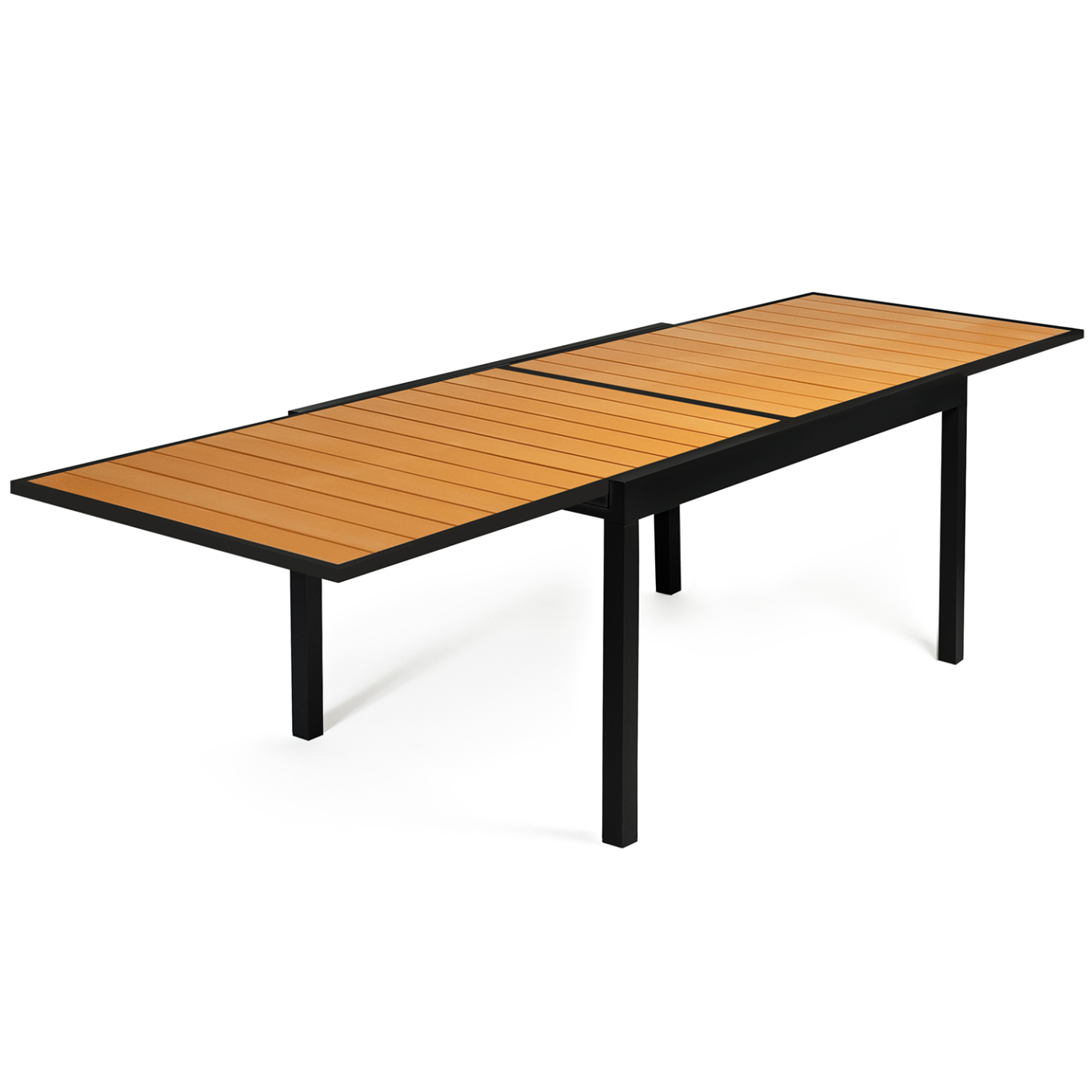 Salon de jardin POLY table extensible 135-270 CM et 12 chaises bois et noir - Image 3