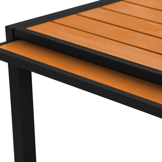 Salon de jardin POLY table extensible 135-270 CM et 12 chaises bois et noir - Image 7