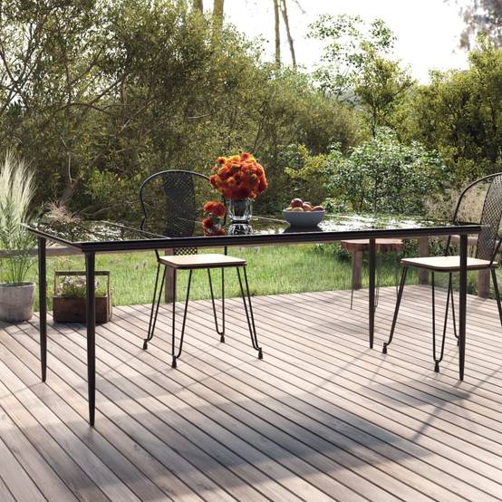 ComfortXL - Grande Table de Jardin Noire 200cm en Acier et Verre, Design Contemporain pour 8 Personnes – ComfortXL Outdoor Living - Image 1
