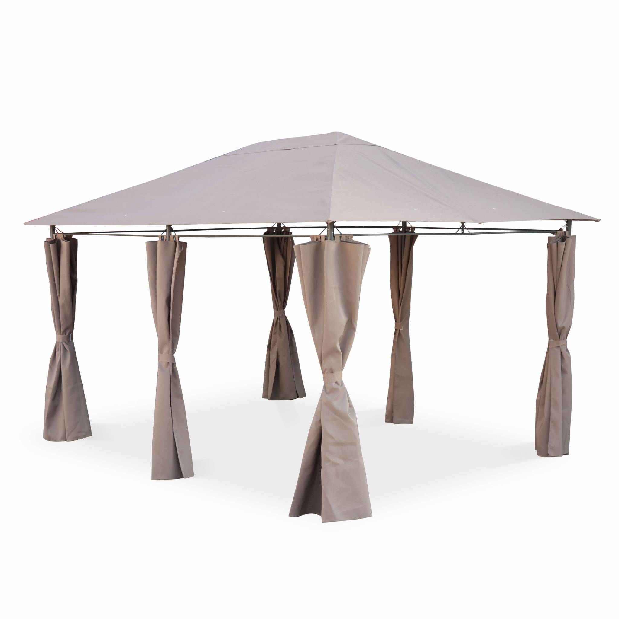 sweeek - Tonnelle 3x4 m - Divio - Toile taupe - Pergola avec rideaux. tente de jardin. barnum. chapiteau. réception | sweeek - Image 1