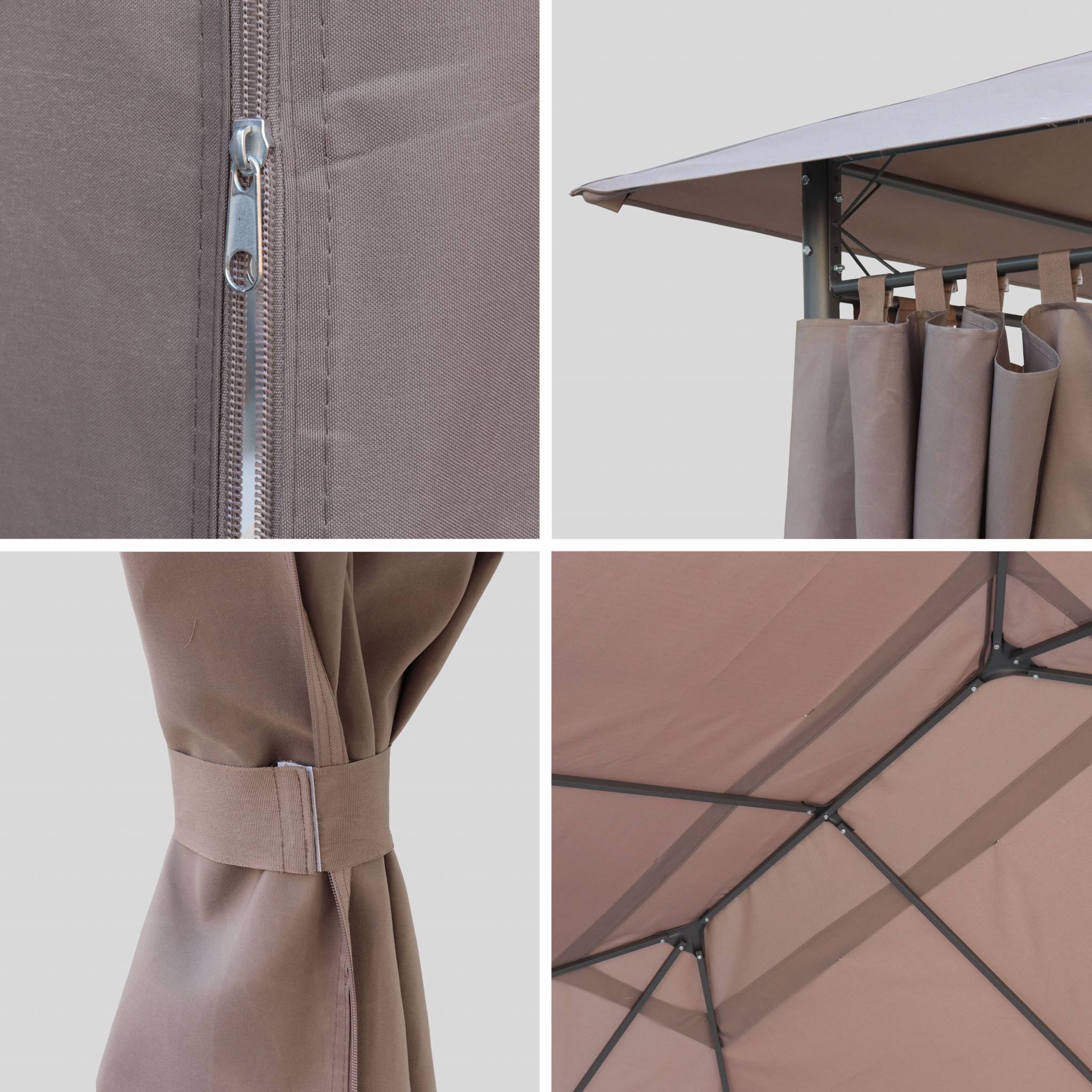 sweeek - Tonnelle 3x4 m - Divio - Toile taupe - Pergola avec rideaux. tente de jardin. barnum. chapiteau. réception | sweeek - Image 4