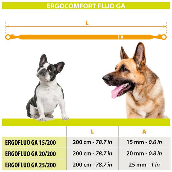 Ferplast - Ferplast laisse pour chien ERGOFLUO, Laisse de ressage pour chien de taille moyenne, Poignée rembourrée, Mousqueton en métal. Longueur réglable. - Imagen 2