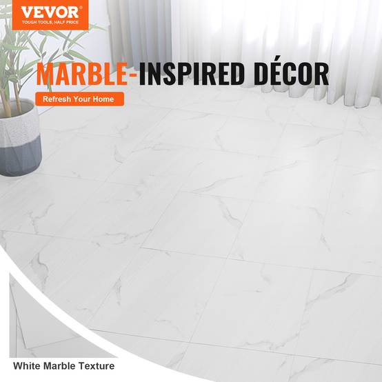 Vevor - VEVOR Revêtement sol vinyle auto-adhésif, 305x305 mm, 50 dalles 1,5 mm. Marbre blanc. - Image 2