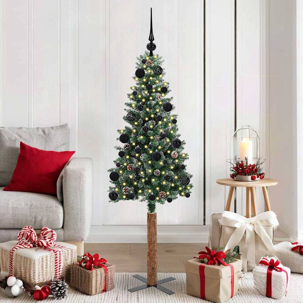 Vidaxl - Sapin de Noël mince Vert 150 cm PVC et bois de pin massif vidaXL 3394887 - Image 1