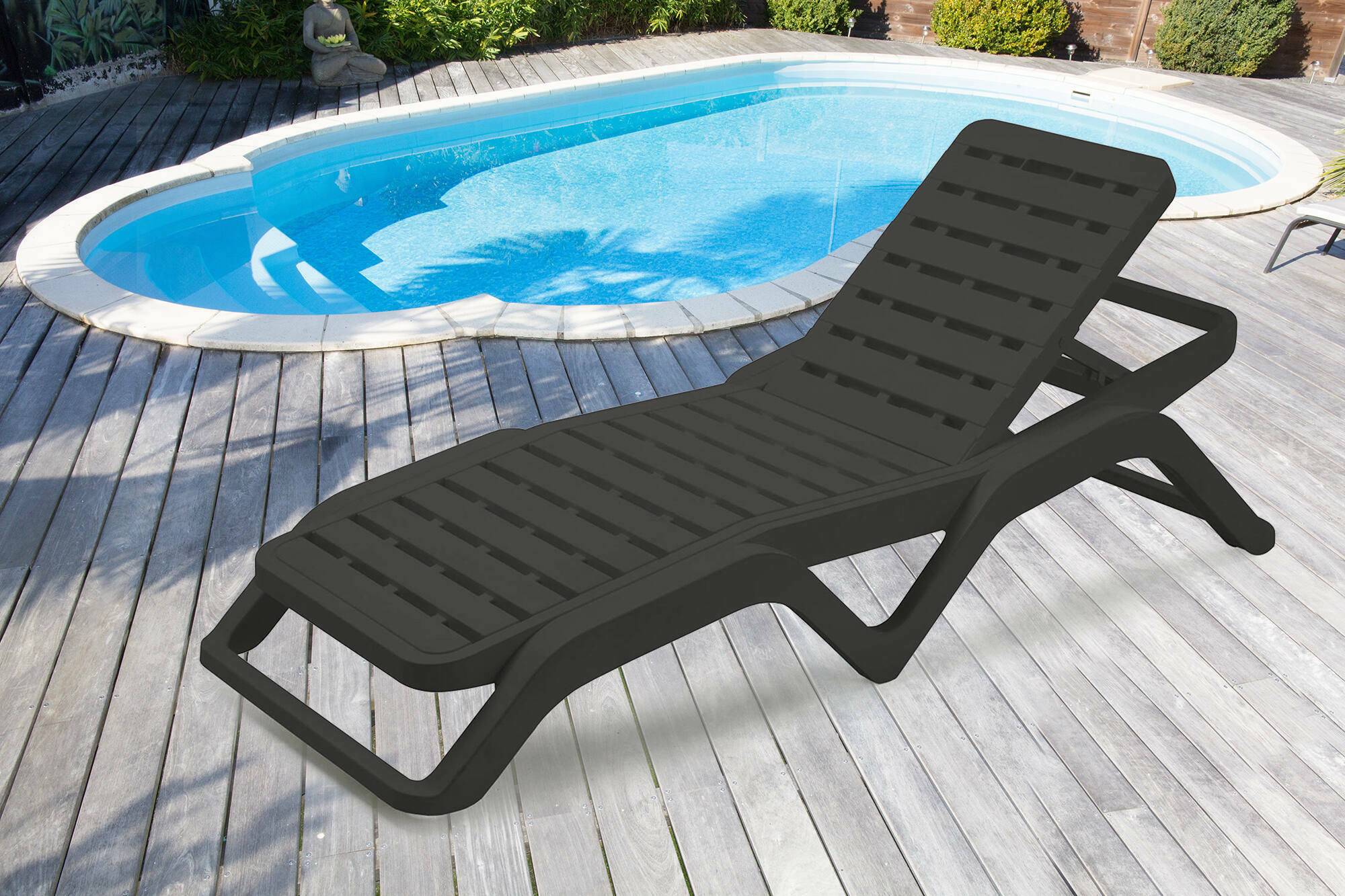 Dmora - Bains de soleil Dcoppol, Chaise longue de jardin réglable, Chaise longue d'extérieur, 100% Made in Italy, 192x72h100 cm, Anthracite - Dmora - Imagen 2
